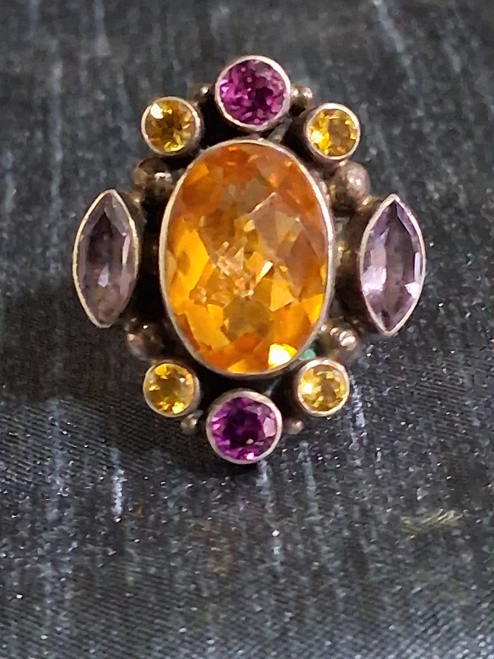 Nicky Butler Sterling Silver Purple Multi-Gem Statement Ring Sz 7 Estate Jewelry